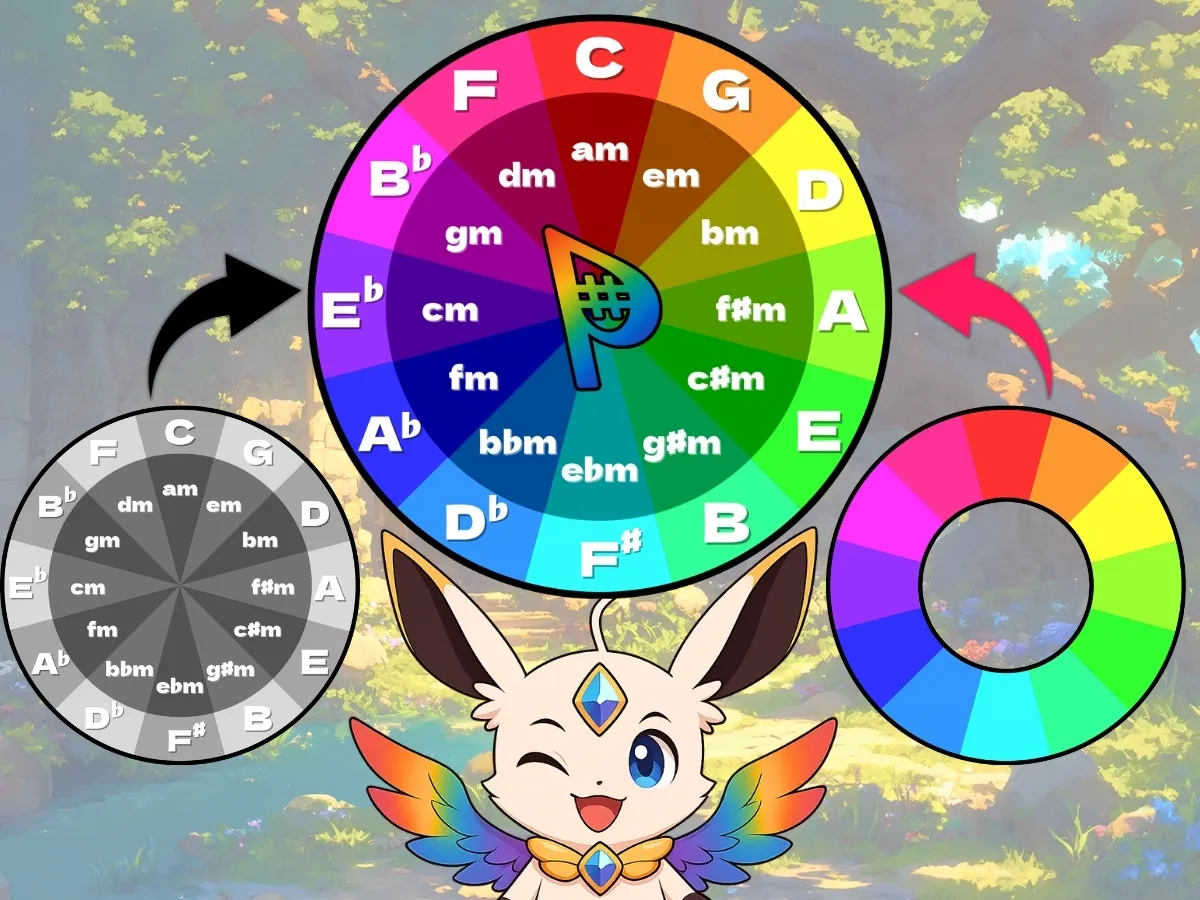 五度圏と色相環のイメージ